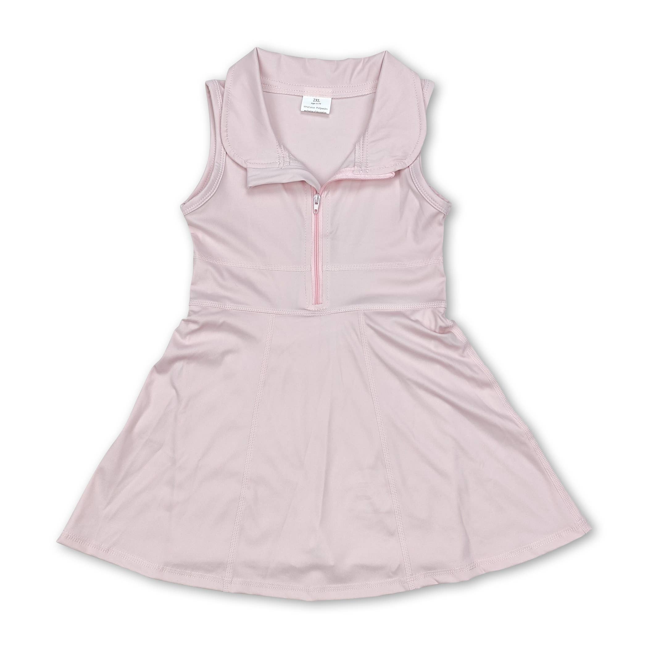 pink and green athletic dress Sleeveless zipper with shorts: fitted dress